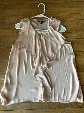 BCBGMaxAzria Blush Pink Ruffle Sleeveless Blouse